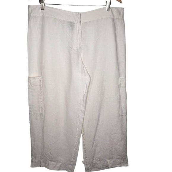 Eileen Fisher Pants - Eileen Fisher Women’s White Linen Wide Leg Lined Cargo Pants Slacks Pants Size L